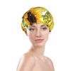 Gorro Ducha Diseño Girasoles Mariposas Azules Mujer Impermeable Doble Capa