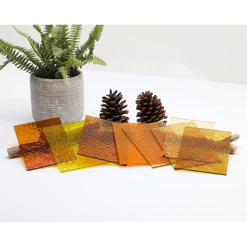 Lanyani 10 Sheets Transparent Stained Glass Sheets, 4x6 inch Colored