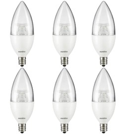 Sunlite LED B11 Clear Torpedo Tip Chandelier Light Bulb, 4.5 Watts (40W Equivalent) 300 Lumens, Candelabra E12 Base, Dimmable, ETL Certified, 5000K Daylight, 6 Count