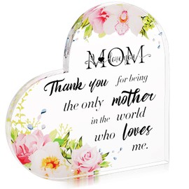 Mum Birthday Gifts from Daughter Son Mother's Day Gifts for Mum Acrylic Engraved Heart Block Thank You Gifts Mum Plaques with Touching Words for Mum Stepmom Mother in Law Grandma
