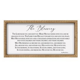 flangairy 15.7×7.9 In The Lord Bless You And Keep You Wall Art, Wooden Christian Scripture Sign for Bedroom Bathroom Table Shelf, Rustic Farmhouse Religious Bible Verse Home Decor