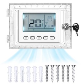 Thermostat Lock Box with Key, Universal Thermostat Cover with Lock, Large Clear Thermostat Cover for Thermostat on Wall, Acrylic Thermostat Guard Fits Thermostats 6.5 * 4.72 * 7.28 Inch or Smaller