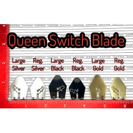 Queen Tackle Switch Blades 3 Pack or 25 Pack Bulk Queen Switch Blades Available in Silver, Gold, and Black Mirror Colors As Well as Two Size Options (Queen Switch Blades Large Silver 25PK)