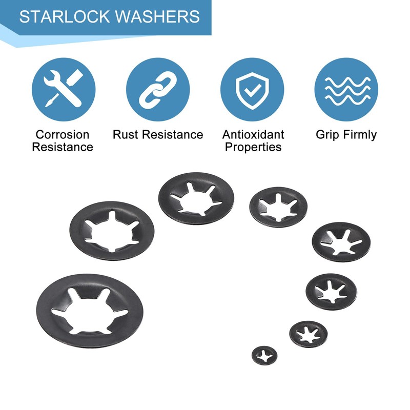sourcing map 180Pcs Internal Tooth Washers Assortment Kit, 65Mn Tooth