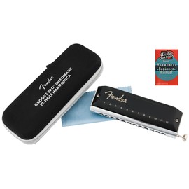 Fender Groove Pro Chromatic 12-Hole Harmonica - Key of C Bundle with Case, Polishing Cloth, and Austin Bazaar Instructional Manual