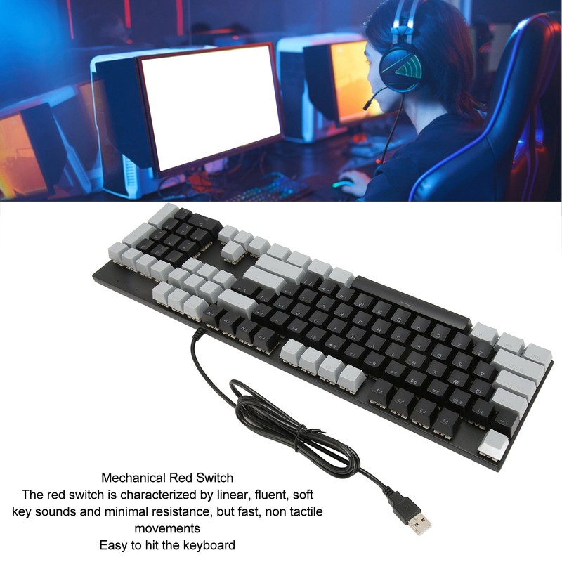 Full Size Mechanical Keyboard 104 Keys USB Wired Gaming Keyboard