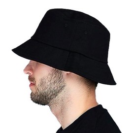 MONODORE Men's Bucket Hat, Large Size, Bucket, Deep, Hat, Large, Deep, Women's, Big Size, Plain, 100% Cotton, Black