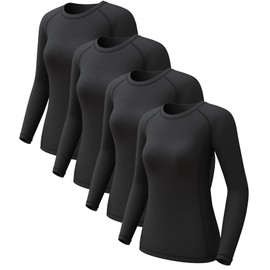 CL convallaria 4 Pack Women's Thermal Shirts Long Sleeve Athletic Compression Base Layer Tops for Cold Weather