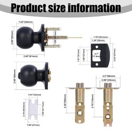 huifllyhui Door Knob with Lock and Key, Entrance Door Knob with Lock and Key, Outdoor/Interior Door Knob for Bedroom or Bathroom, Satin Nickel Door Handle Lock (1, Black)