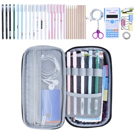 Chelory Pencil Case Large Capacity Pencil Cases Bag for Boys Girls Teens Big Storage Pen Pouch Holder Desk Organiser for Stationery Office Supplies Middle High School Student Makeup Bag Adult, Grey