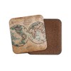 1 x Vintage World Hemispheres Map Coaster - Rustic Geography
