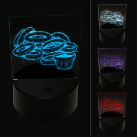 Sniggle Sloth Onion Rings with Dipping Sauce Ketchup Fast Food 3D Illusion LED Night Light Sign Nightstand Desk Lamp