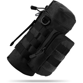 MOLLE - Soporte para botella de agua para mochila, bolsa táctica para viajes, senderismo, ciclismo con gancho de metal