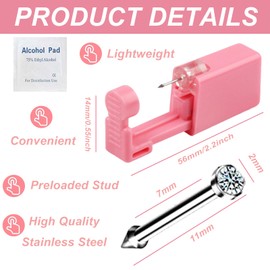 orilace 4Pcs Nose Piercing Kit - Self Disposable Nose Piercing Gun Easy Safe Low Pain at Home Piercing Kit Tool Built-in Nose Stud (White)