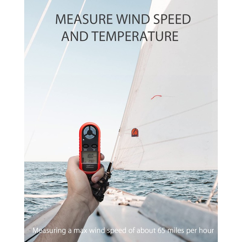 Wintact Wind Anemometer Handheld Wind Speedometer Gauge Digital Air Temperature