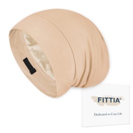 Fittia Silk Satin Bonnet for Sleeping, Silk Sleep Cap Hair Bonnet for Curly Hair, Silk Hair Wrap for Men&Women, Taupe