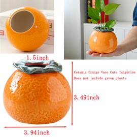 Ceramic Orange Shaped Planter Pot - 1 Pcs Fruit Shape Hydroponic Vase, Creative Flower Arrangement Vase for Home, Office, and Wedding Decor