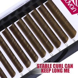 FADVAN Brown Volume Eyelash Extensions 0.07mm D Curl, 8-14mm Mixed Lengths Tray Easy Fan Lashes