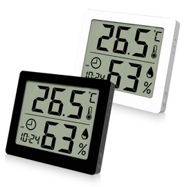 LEKEFETO Pack of 2 Digital Thermo-Hygrometer, Hygrometer Indoor Thermometer, 3.2 Inch LCD Large Display, Desktop Thermometer, High Accuracy, for Indoor, Baby Room, Living Room, Office