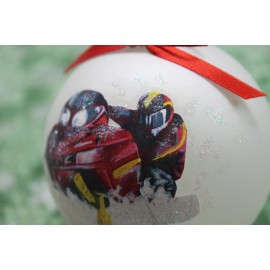 Handmade M003 Hand-made Christmas Ornament - snow SNOWMOBILE snowmobiling sled - red
