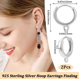 Beebeecraft 1 Box Rhodiniert 925 Creolen Aus Sterlingsilber Haken Ohrdraht Brisur Ohrringe Mit Öse Und 925 Stempeln Für Die Schmuckherstellung