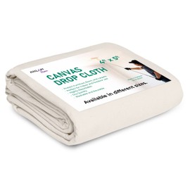 Canvas Drop Cloth 4X5 ft Pack of 1 - Odourless Painters Drop Cloth for Painting Cotton Canvas Tarps for Floor & Furniture Protection - All Purpose Canvas Fabric Painting Drop Cloths by Avalon Home