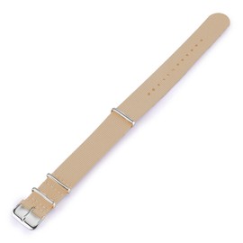 Jumpsunfun Nylon Watch Band 18mm One-piece Military Nylon Replacement Strap for Men and Women Khaki with Silver Buckle