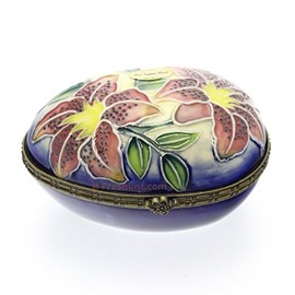 Old Tupton Ware Lily, lying egg shaped hinged trinket box