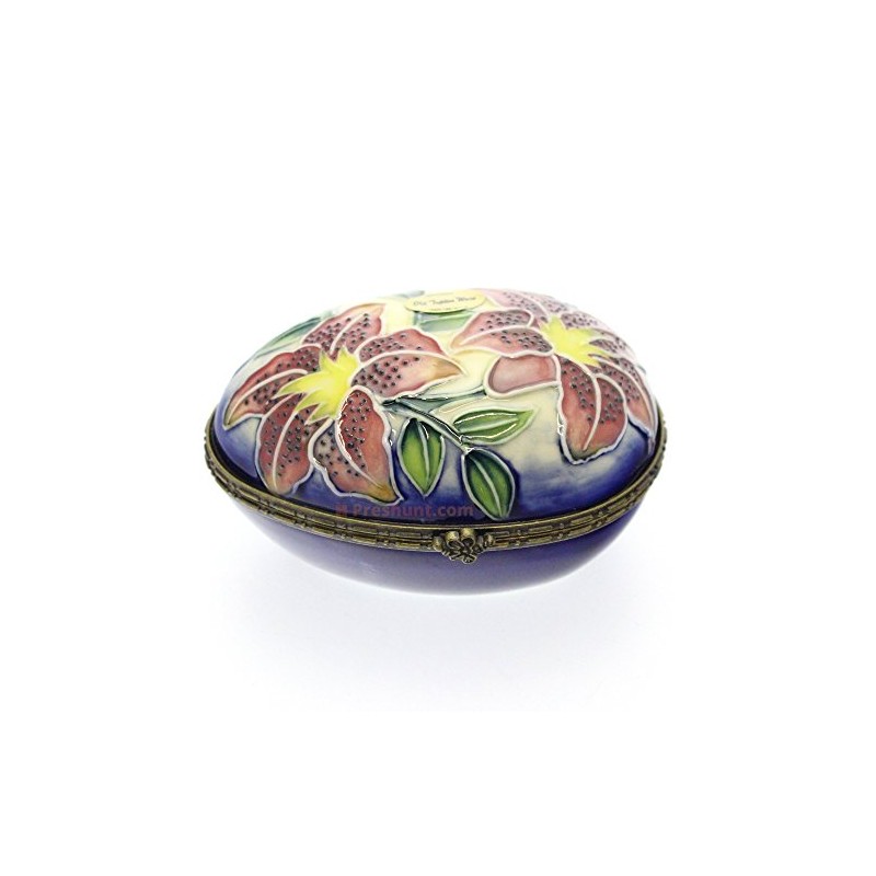 Old Tupton Ware Lily, lying egg shaped hinged trinket box