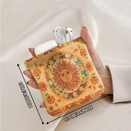 Zewurtuw 2 PCS Small Coin Squeeze Purse Pouch Soft PU Leather Coin Bag Mini Wallet Pouch Cute for Women Girls Men 4.6" x 4.3" (G4-Solar Circle)