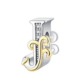 BIZK Women's Letter A-Z Charm Bead for Bracelet 925 Sterling Silver Charms Beads Suitable for Bracelet and Necklace Compatible with European Bracelets for Women Girls Friends, Sterling Silver