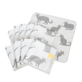 Oruta Handkerchief, Set of 10, Individual Packaging, Mikke Gauze Towel Handkerchief, Senshu Towel, Petite Gift, Ribbon Seal, Women's, 100% Cotton (9.4 x 9.4 inches (24 x 24 cm), Cat)