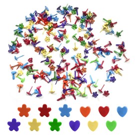 WELANE Paper Fasteners, 200 PCS Colorful Metal Brads Fasteners for DIY Crafts, Scrapbooking, School Office Project (Flower & Heart)