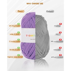 Reessy 400g T-Shirt Yarn for Crochet, 130 Yds Chunky Yarn Set, Elastic Fabric Cloth for DIY Knitting, Handmade Bag, Basket, Cushion Projects - Super Easy for Beginners to Learn Crochet(Purple)