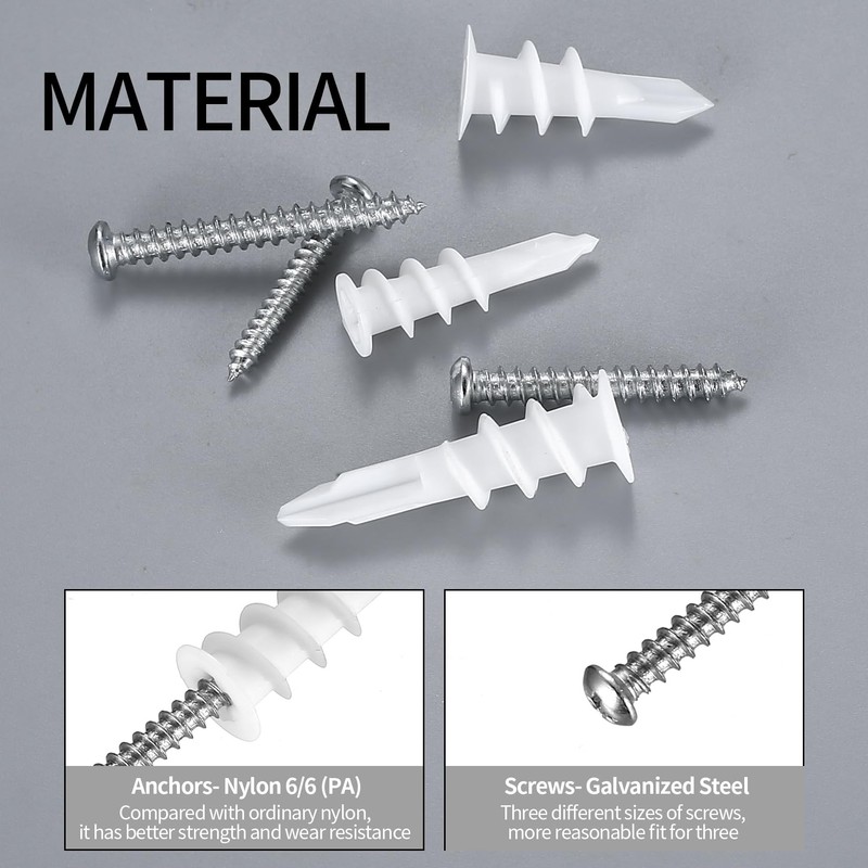 Pack of 220 Self-Drilling Plasterboard Dowels Set: 110 Insulation Dowels,