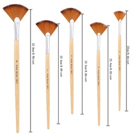 5 PCS Artist Fan Brushes Set, Fan Paint Brushes Artist Soft Anti-Shedding Paint Brush Set Artist Fan Brush Watercolour Brushes Set Painting Brushes Art Acrylic for Oil Painting Acrylic Paint