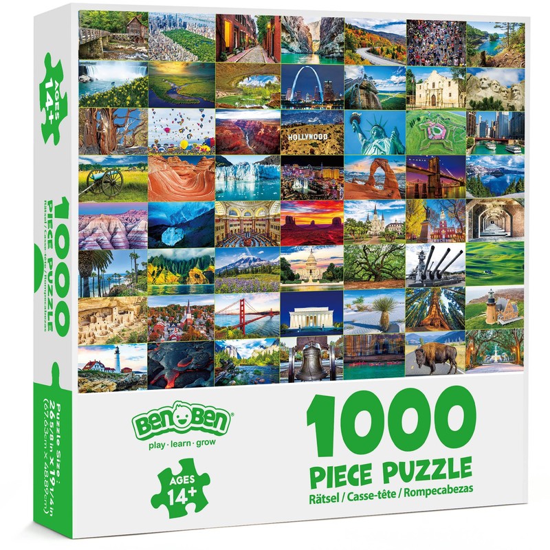 BenBen 1000 Piece Puzzle for Adults, Iconic America, 56 USA