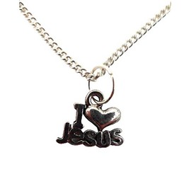 Silver Plated Necklace I Love Jesus Heart Pendant