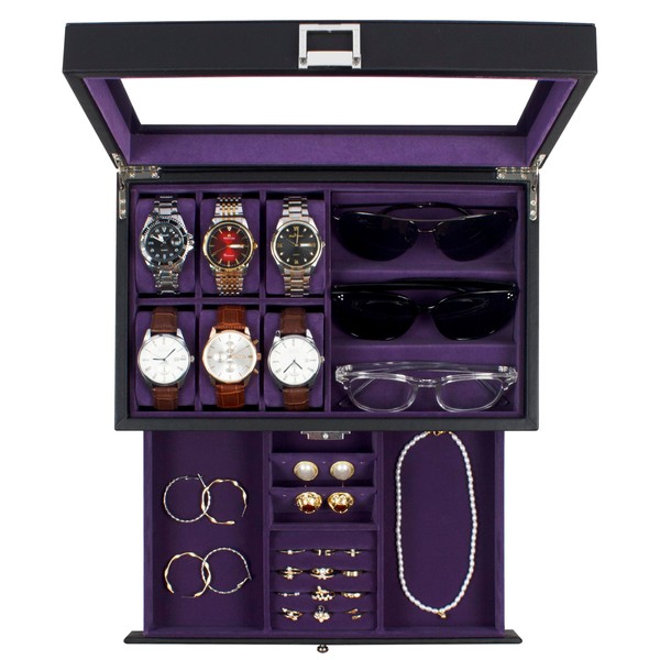 GUKA Watch box, 6 Slot Watch Case, 3 Slot Sunglass