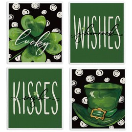 LARTSFRO St Patricks Day Decorations Swedish Dishcloths for Kitchen, Swedish Dish Cloths for Lucky Wishes, Papaya Reusable Paper Towels, 4 Pack Dish Towels for Kitchen, Reusable Paper Towels Washable