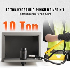 Happybuy 10 Ton Hydraulic Knockout Punch Kit, 1/2" to 2" Conduit Hole Cutter Set, 6-Piece KO Tool Kit, Metal Sheet Puncher, Aluminum, Brass, Stainless Steel, Fiberglass, Plastic, Durable Construction