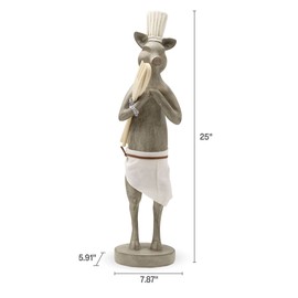 Elements Resin Chef Pig Figurine, 5.91x7.87x25 Inch, Gray