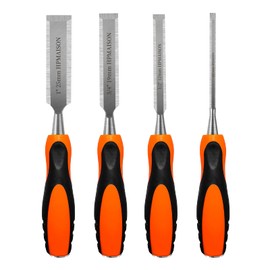 HPMAISON 4PCS Wood Chisel Set, Heavy Duty Woodworking Carving Hand Tools with with Soft Ergonomic Grip Handles 6mm, 12mm,19mm, 25mm (1/4", 1/2", 3/4", 1")
