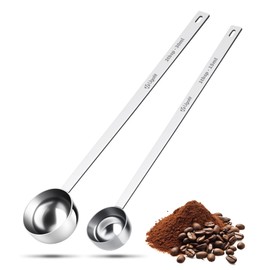 Ugotit 304 Stainless Steel Coffee Scoop, Long Handle Measuring Scoop for Ground Coffee, Engraved TBSP/ML, Dishwasher Safe (1 Tbsp & 2 Tbsp)