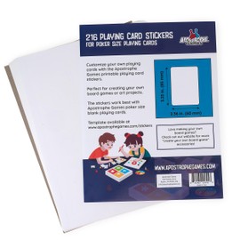 Blank Stickers for Playing Cards - Print Your Playing Cards - 216 Labels Sticker Paper for Laser/Ink Jet Printers (3.35" x 2.36") 24 Sheets - Poker Size Stickers