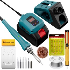 SilhouetteSlice 60W Cordless Soldering Iron Station Tool Portable Electric 60W Soldering Iron Kit for DIY, Appliance Repair, Wire Welding(with Battery)