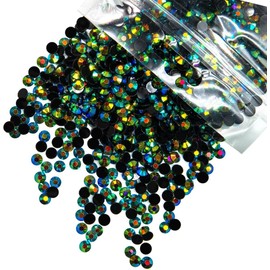 qiipii 10000PCS 2mm Peacok AB Resin Rhinestones for Crafting Dark Green Flatback Jelly Stones Bulk SS6 Black Green AB Diamonds Gems Charms for Nails Face Eyes Makeup Tumblers Bottles DIY Crafts Shoes