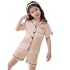 SWOMOG Silk Satin Pajamas Set Short Sleeve Button-Down PJs Two-Piece