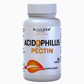 HALLUSA NATURAL ACIDOPHILUS PECTIN - Digestive & Gut Health - Probiotic Irritable Bowel - 60 Tab