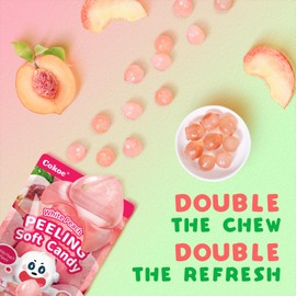 COKOC Peelable Gummy Variety Pack - 6 Individual Packs Featuring Peeling Mango, Grape, White Peach, Lychee,Strawberry,Apple& Lemon Burst Flavors